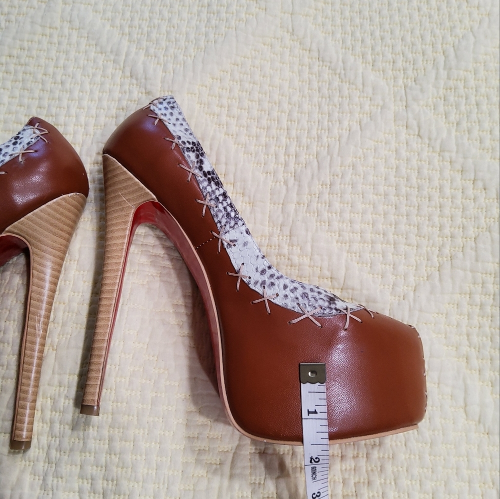 Christian Louboutin Brown Python Platform Pumps S… - image 7